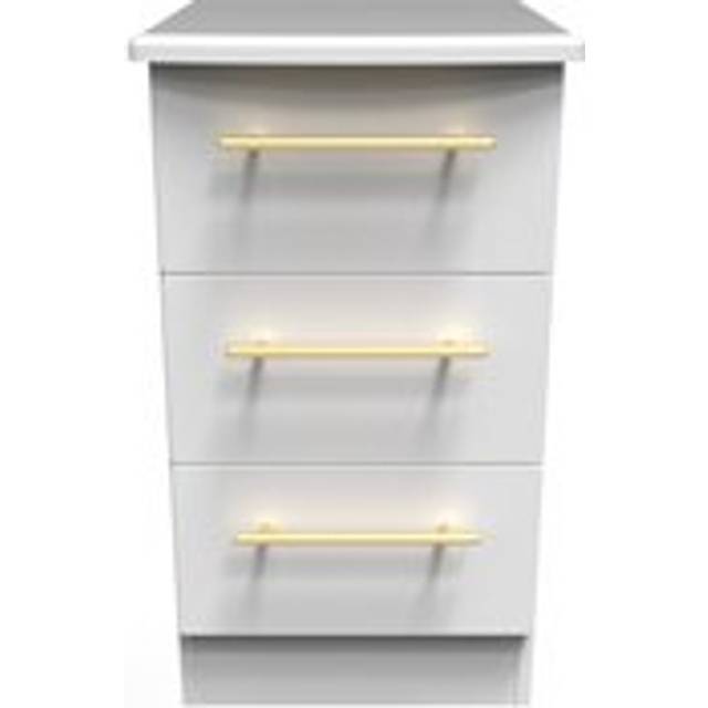 Welcome Furniture Ready Assembled Haworth 3 Drawer Bedside Cabinet In White Ash, White