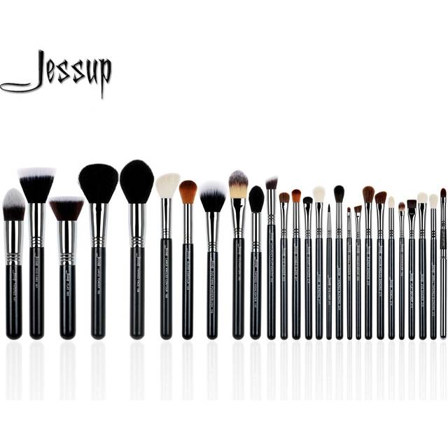 Jessup Professional Makeup Brushes Set Foundation Powder Contour Eyeshadow Eyeliner 27pcs Beauty Make Up Brush Cosmetics Tool 25CM*15CM*5CM black/silver