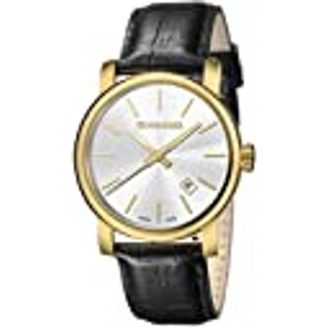 Wenger Herr analog kvartsklocka med läderrem 01.1041.119, Svart, 41 mm, Armband