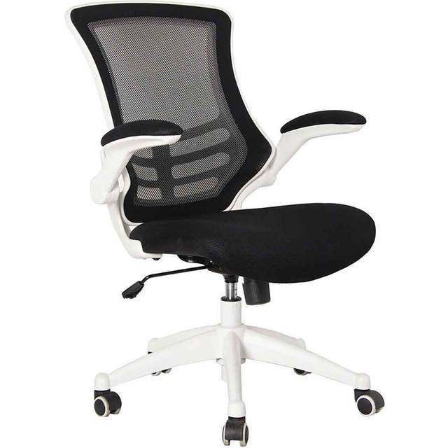 Nautilus Luna Designer Mesh Chair with White Frame, White/Black