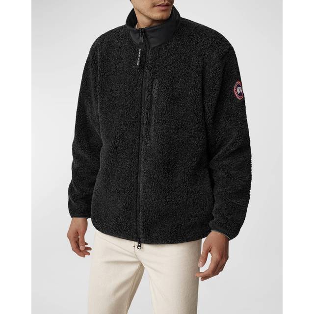 Canada Goose Mens Black Kelowna Logo-embroidered Funnel-neck Recycled Wool-blend Jacket L - BLACK