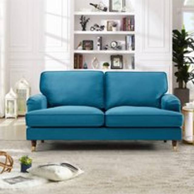 Artemis Home Woodbury 2 Seat Velvet Sofa - Teal, Multi