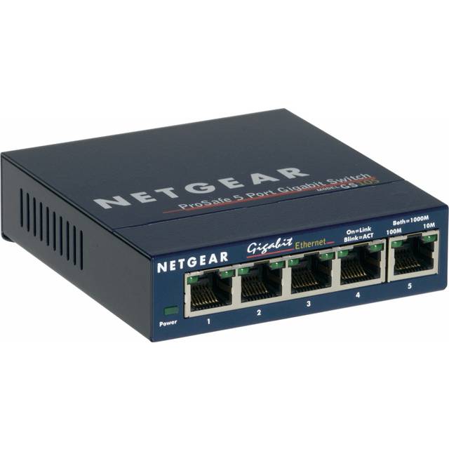 Netgear ProSafe GS105 - Switch - Copper Wire 1 Gbps - Amount of ports: 5 - External (GS105GE)
