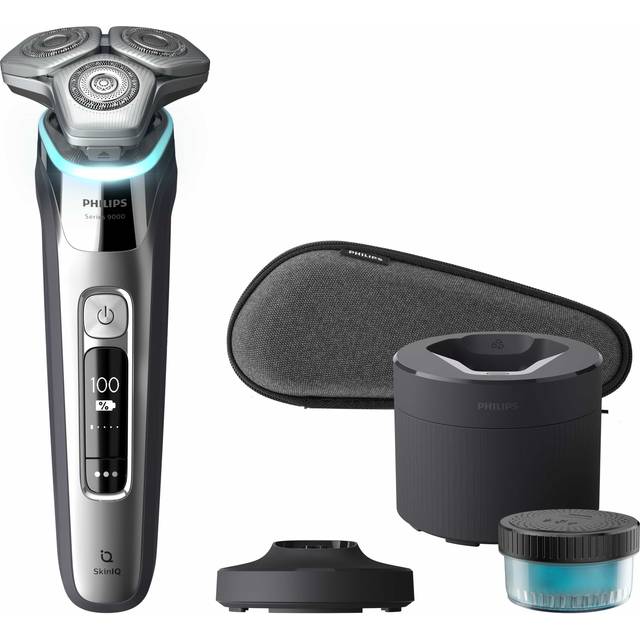 Philips SHAVER Series 9000 S9975/55 Rakapparat för våt- och torrakning med SkinIQ, Roterande rakhuvud, Silver, Dual SteelPrecision blades, GroomTribe