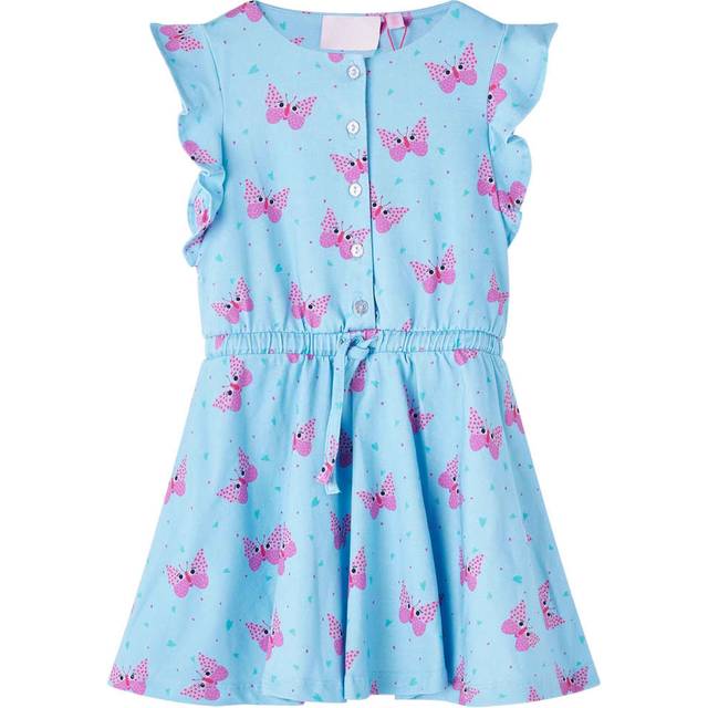 vidaXL Kids' Dress with Buttons Sleeveless Blue 92 - Multicolour