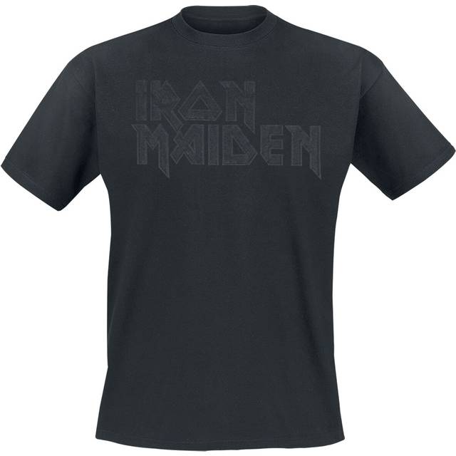 Iron Maiden T-Shirt - Black On Black Logo Stacked - S to 4XL - for Men - black