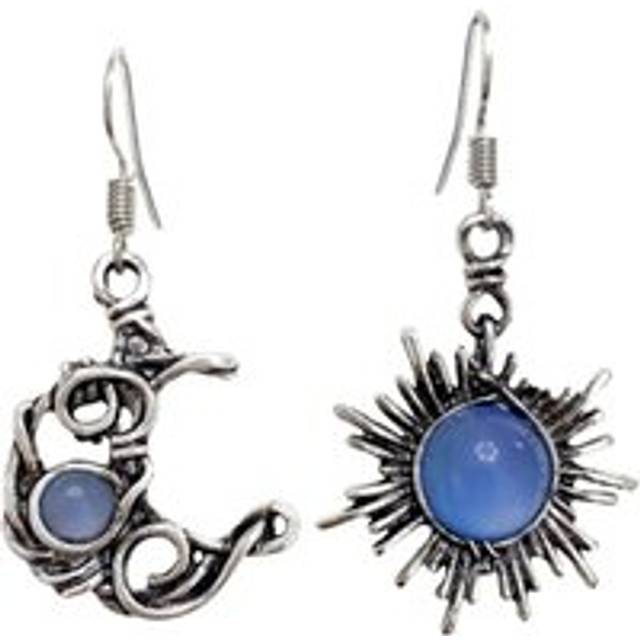 (blue) Asymmetric Sun and Moon Earrings - Blue
