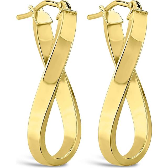 9ct Yellow Gold Figure of 8 Twist Hoop Earrings - One Size