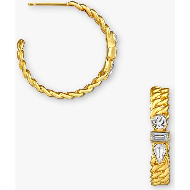 Mixed Gem Chain Hoop Earrings - Orelia - Gold