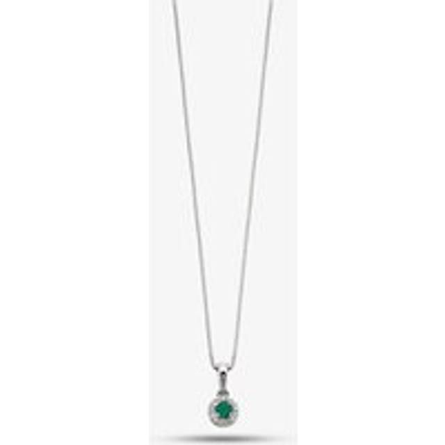 9ct White Gold Diamond Emerald Pendant GP875G GN151 - Green