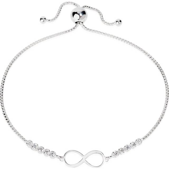 John Greed Signature Silver CZ Infinity Symbol Tennis Slider Bracelet For Women - silver