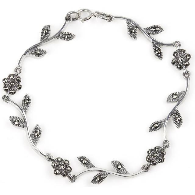 John Greed Signature Silver Marcasite Flower Petal Bracelet For Women - silver