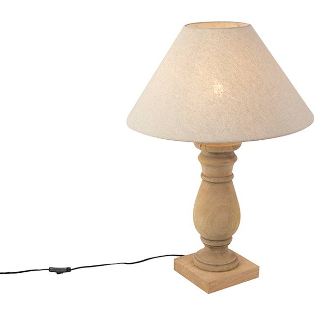 Country Table Lamp with Linen Lampshade Beige 50 cm - Catnip