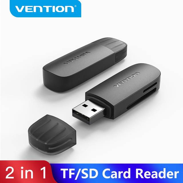Vention Card Reader for PC Memory Card USB 3.0 to Micro SD TF Adapter for Laptop Accessories Multi Smart Card 2 in 1 Card Reader 2.0 black