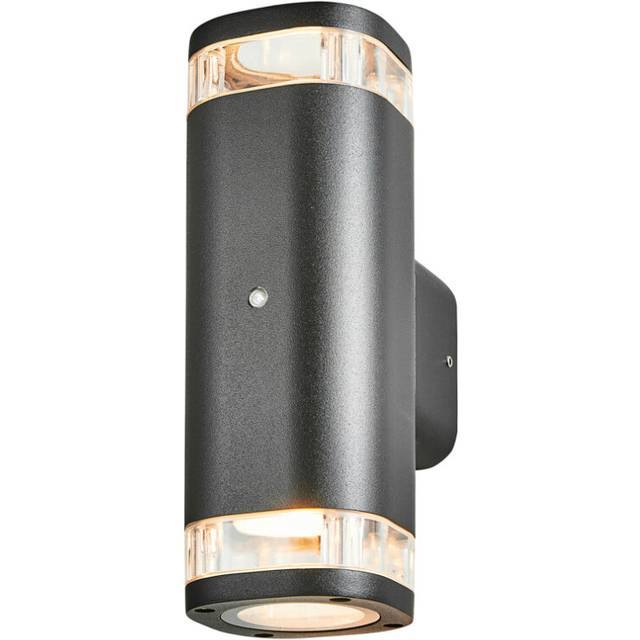 (With Photocell) Litecraft Ovat Up Down Outdoor Wall Light in Black