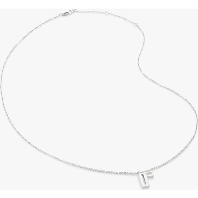 Monica Vinader Womens Sterling Silver F Letter-charm Recycled Sterling-silver Pendant Necklace - STERLING SILVER