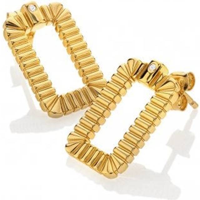Hot Diamonds X Jac Jossa 18ct Yellow Gold Plated Grid Rectangle Stud Earrings