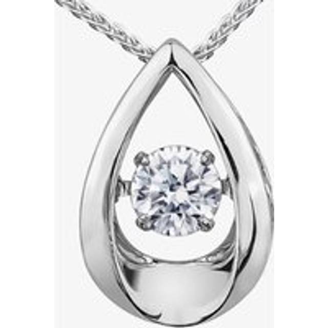 9ct White Gold 0.05ct Diamond Pulse Teardrop Pendant P3107W/05-10 - Silver