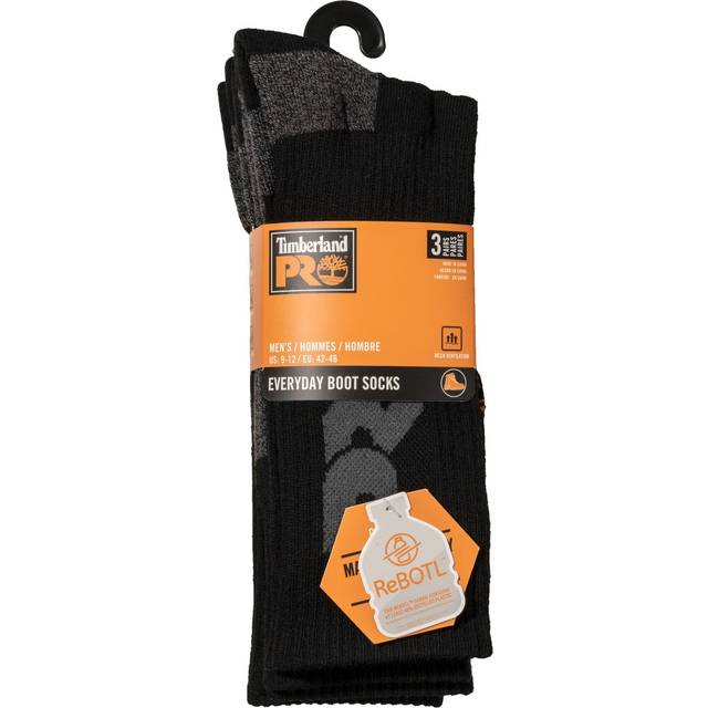 Timberland Pro Mens Big Logo Half Cushion 3 Pack Crew Socks Extra Large