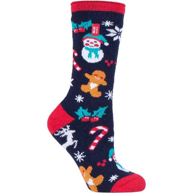 Women's 1 Pair SOCKSHOP Heat Holders Lite Christmas Socks Festive Fun 4-8 Ladies - Multi Coloured