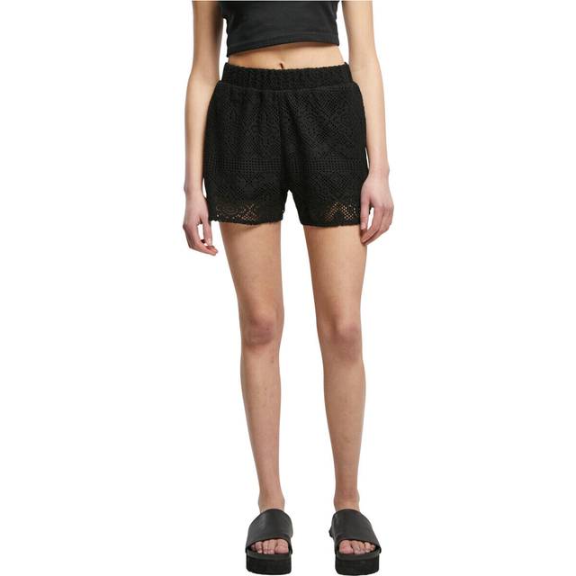 Urban Classics - Ladies Crochet Lace Resort Black - Shorts - black - S - 100% Cotton,87% Cotton, 13% Polyamide,Lace
