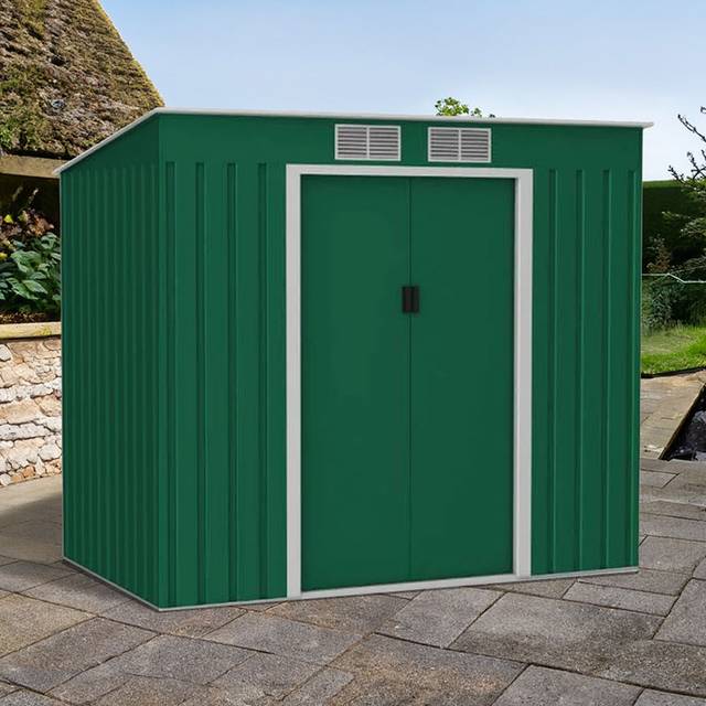 Lotus Hestia Pent Metal Shed Including Foundation Kit 7x4