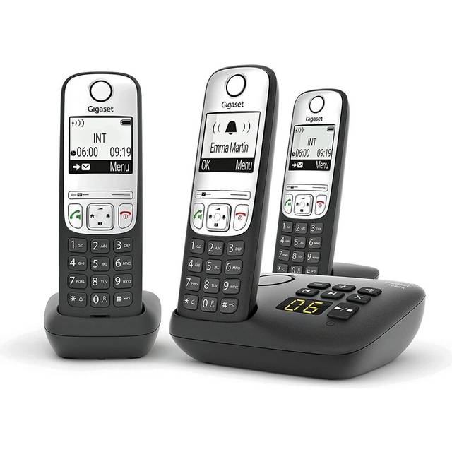 Gigaset A690A Cordless Phone, Trio Handset with Answer Machine