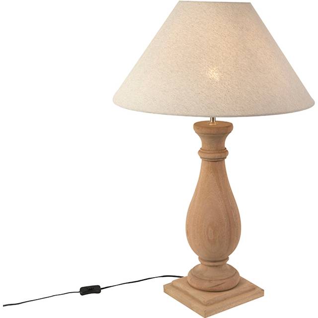 Rustic Table Lamp with Linen Lampshade Beige 55 cm - Burdock