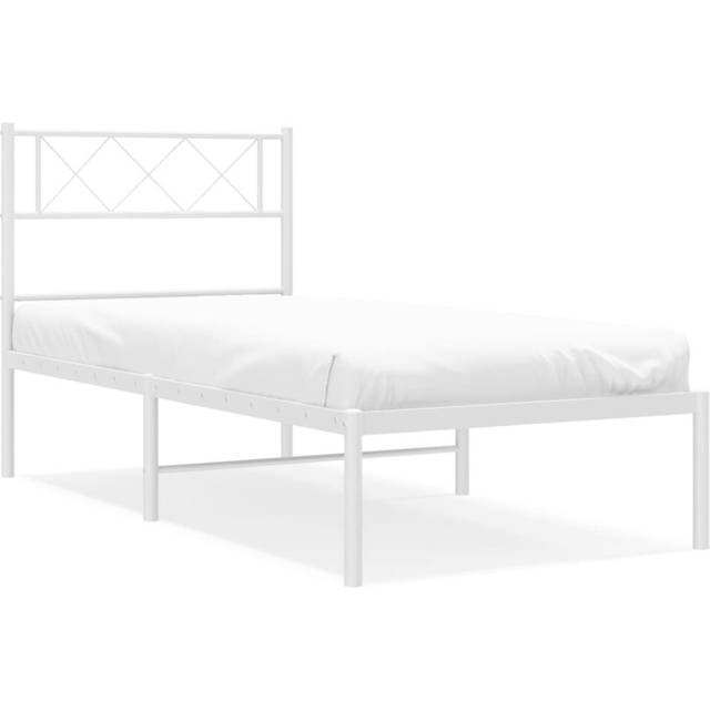 Sängram med huvudgavel metall vit 107x203 cm