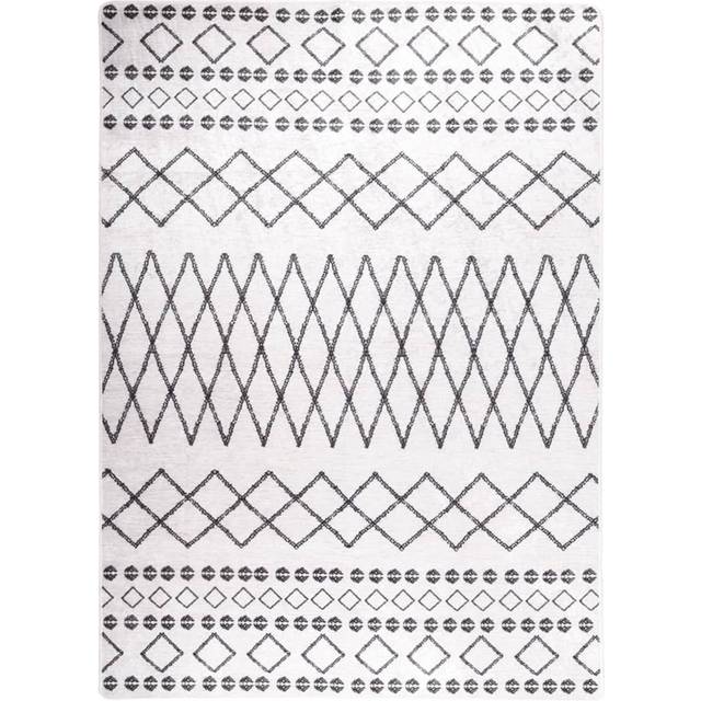 vidaXL Rug Washable Black and White 120x170 cm Anti Slip