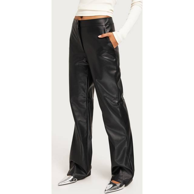 PIECES Dambyxor Pcnicha Hw Wide Pu Pant Noos byxor, svart, XS