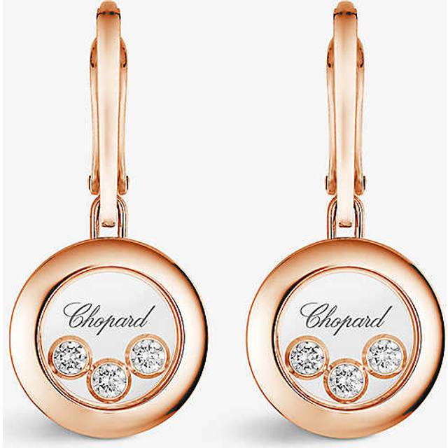 Chopard Womens Rose Gold Happy Diamonds 18ct Rose-gold and Diamond Earrings - ROSE GOLD