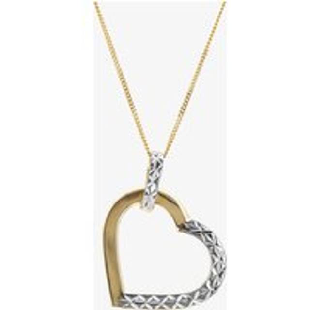 9ct Gold 2 Colour Diamond Cut Open Heart Pendant 2-68-0559 - Two Colour