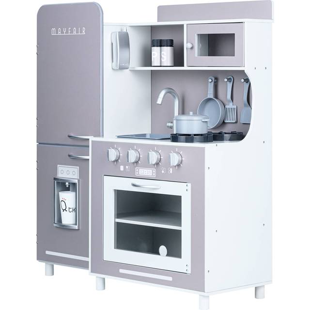 Teamson Kids - Mayfair Kids Wooden Play Kitchen & 11 Accessories Grey TD-13302C