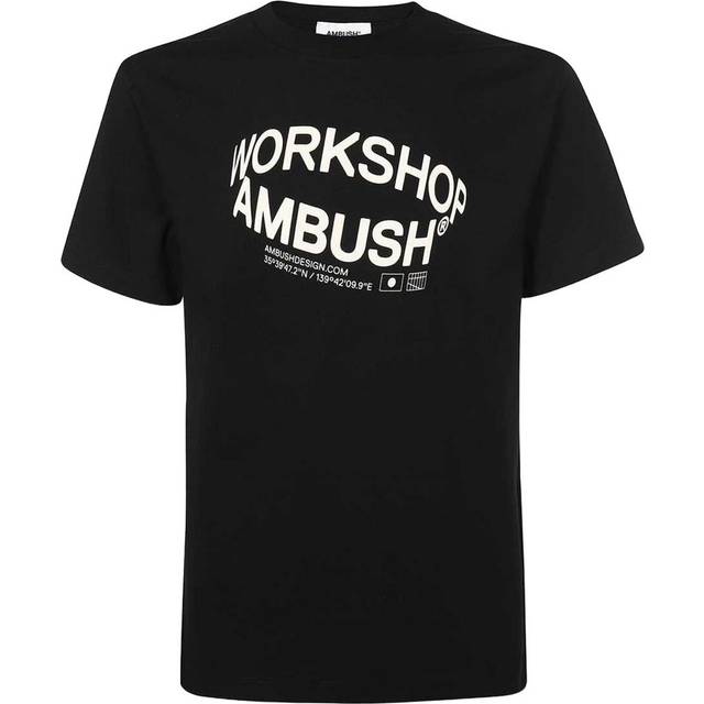 AMBUSH, T-Shirts, female, Black, XS, Cream Logo Print T-shirt