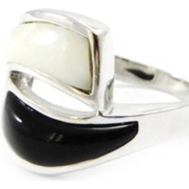 Silver signet ring 'wisdom' mother-of-pearl onyx 50 black