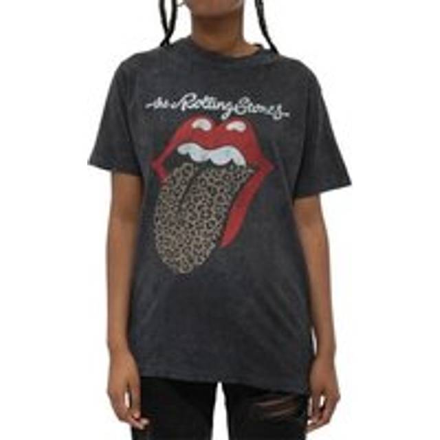 Leopard Tongue Acid Wash T-Shirt - Black - XXL
