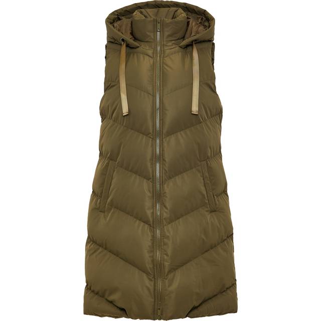 Vamp Longline Padded Gilet - Khaki - Size 10 - Threadbare