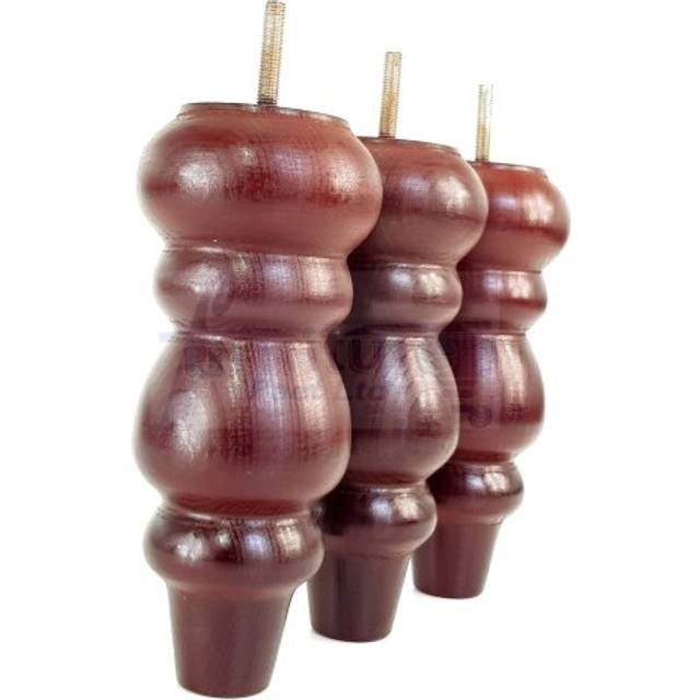 Solid Wood Turned Furniture Feet 200Mm High Mahogany Replacement Legs Set Of 4 M10 Pkc220L