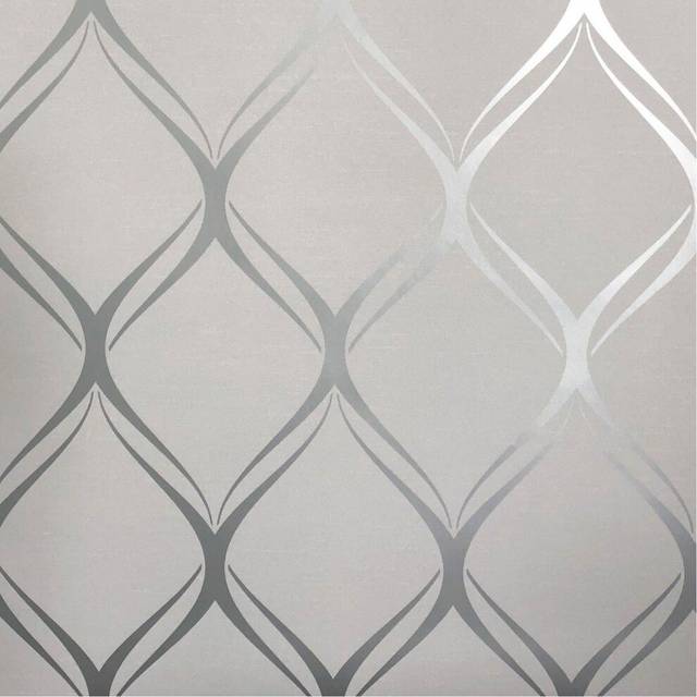 World Of Wallpaper Clifton Wave Geometrisk Bakgrund 10m x 53cm grå/silver