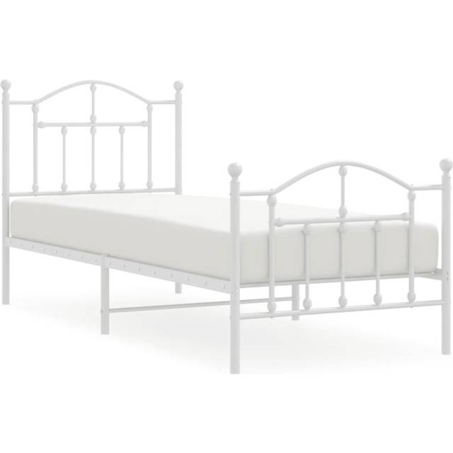 vidaXL Metal Bed Frame without Mattress with Footboard White 90x190cm