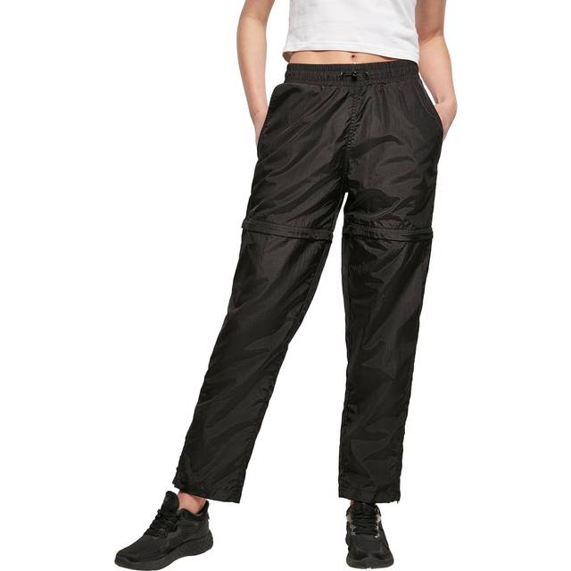 Women's trousers Urban Classics shiny crinkle nylon zip- large sizes - Noir - 2XL