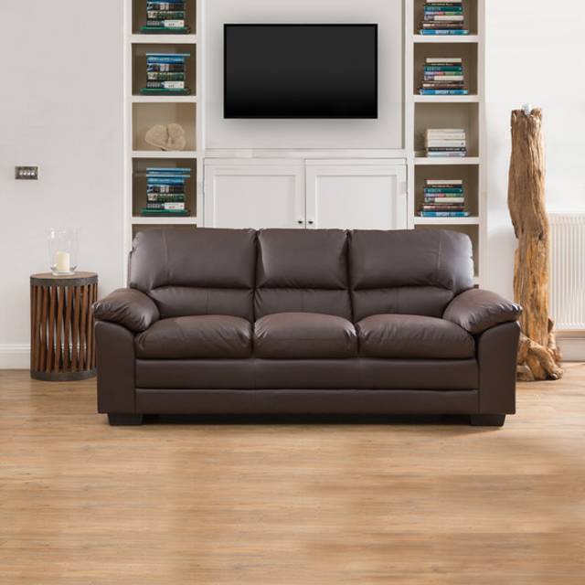 Genoa 3 Seater Brown Bonded Leather Sofa Bed - Artemis Home