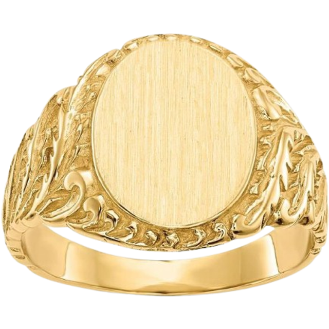 14K Yellow Gold 13 x 10.5 mm Closed Back Mens Signet Ring - Size 9