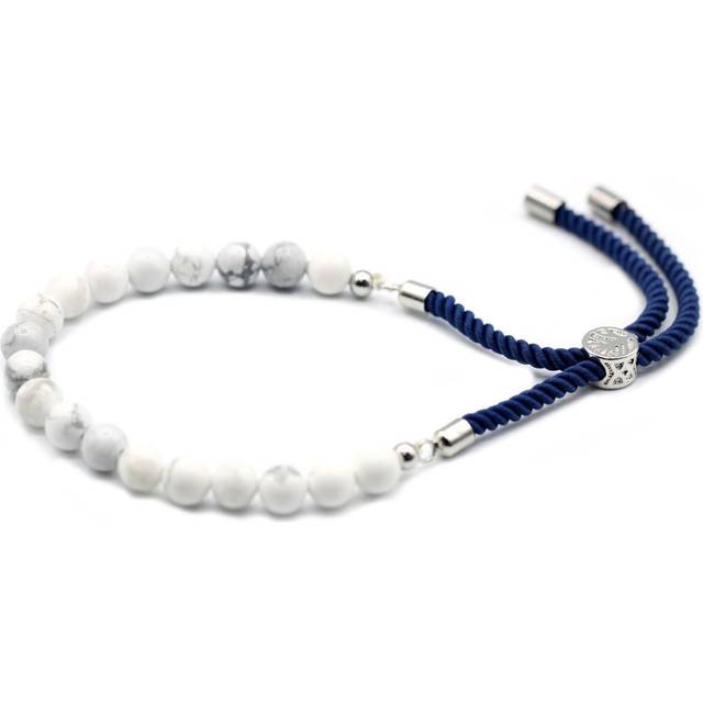 925 Silver Plated Gemstone Navy String Bracelet - White Howlite
