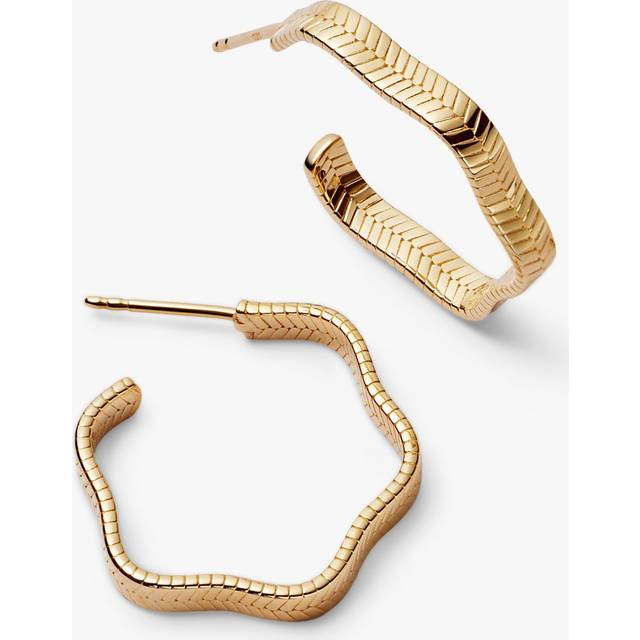 Midi Wavy Snake Hoop In 18ct Gold Plated Earrings E3101_GP