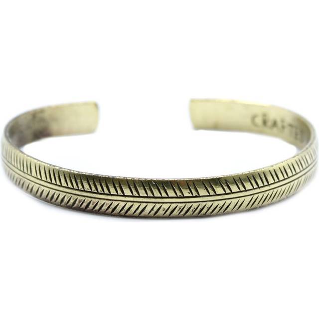 Brass Tibetan Bracelet - Slim Tribal Leaf