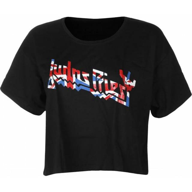 (XL, Black) Judas Priest Womens/Ladies Union Jack Cotton Boxy T-Shirt
