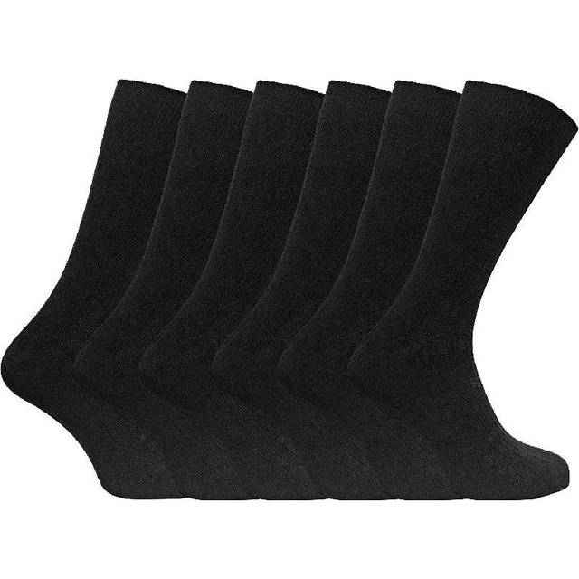Sock Snob 6 Pack Mens Soft 100% Cotton Breathable Coloured Ribbed Dress Socks - Black - Size 6-11 (UK Shoe)