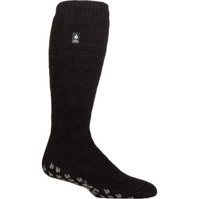 Mens 1 Pair SOCKSHOP Heat Holders 2.3 TOG Elgon Long Plain Slipper Socks Black 6-11